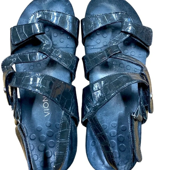 Vionic black sandals size 9 adjustable Velcro straps - Picture 1 of 5